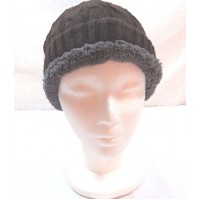 Fleece Lined Cable Knit Beanie Hat Brown  eb-13850510